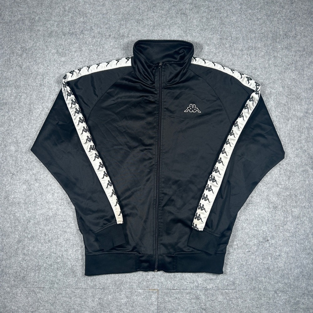 Kappa track jacket Mens Medium Black Banda Activewear Sportswear full zip